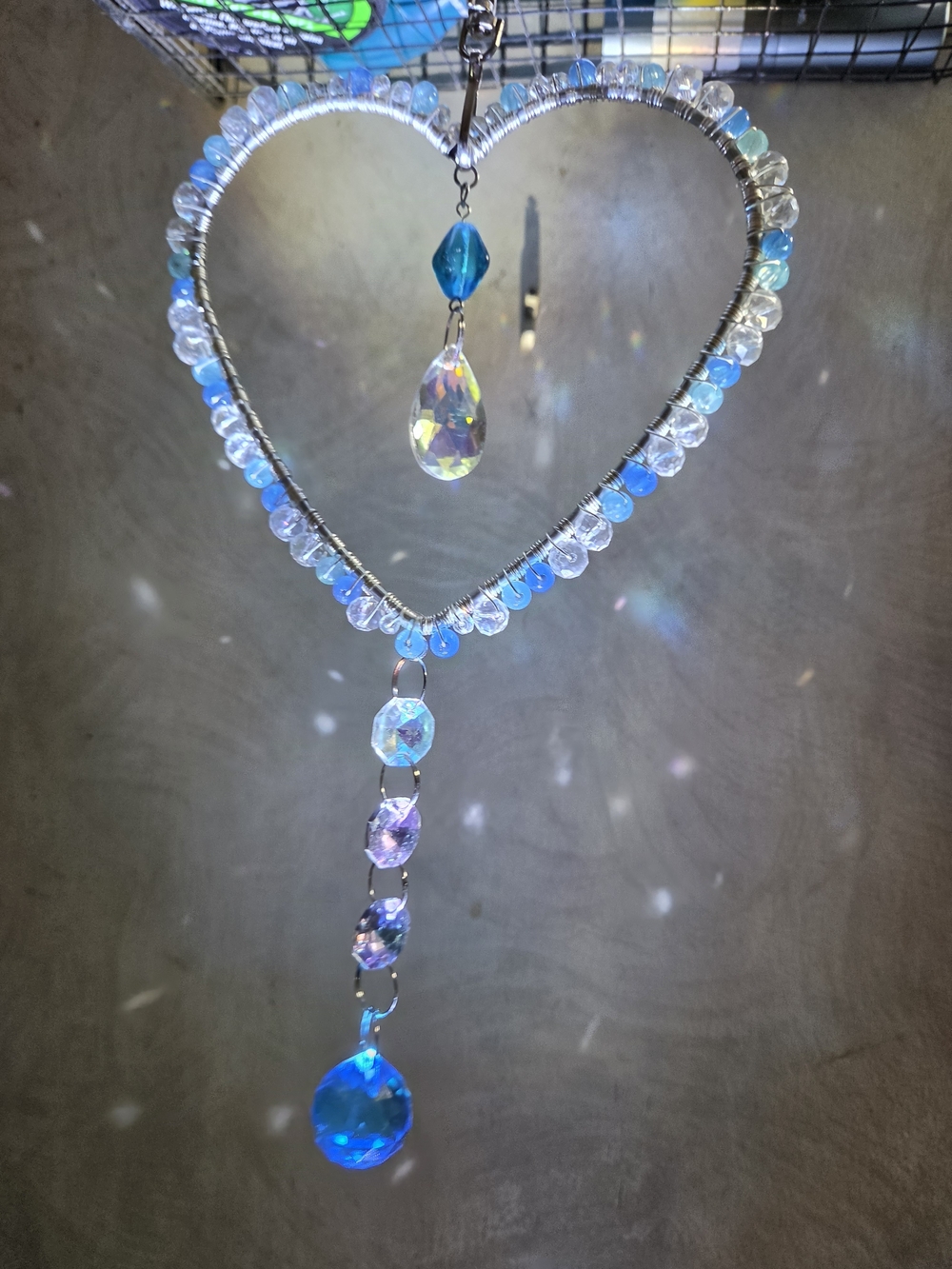Handmade Blue Crystal Heart Pendant - Women Jewelry